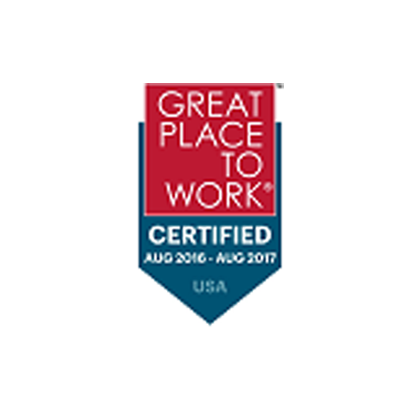 Great place to work certified August 2016 - August 2017