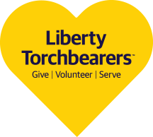 Yellow heart with Liberty Torchbearers written on it 