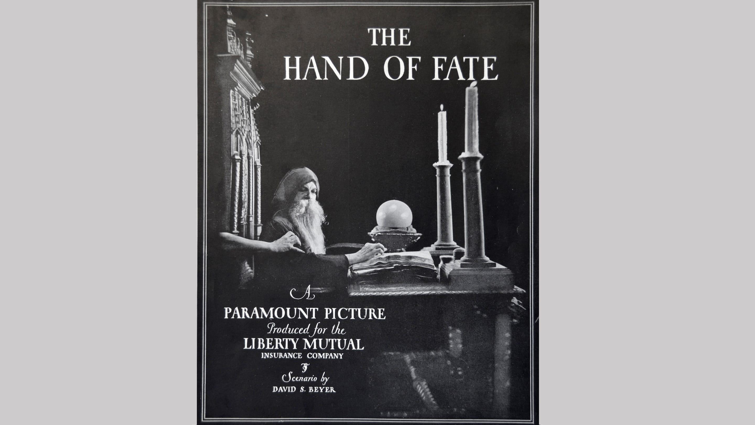(slide 3 of 12) Film cover from 1920 film "The Hand of Fate" - a film about workplace safety .