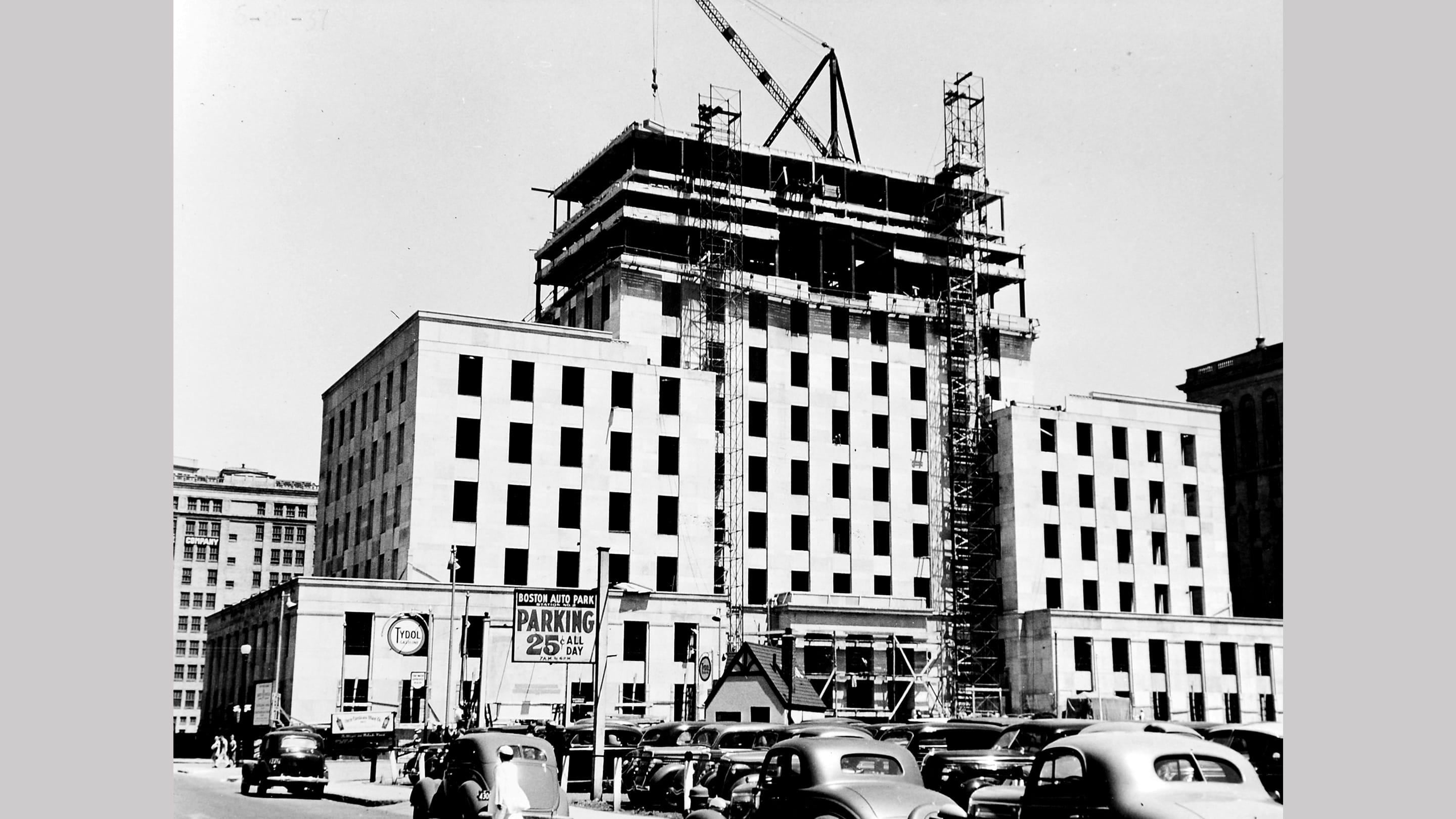 (slide 4 of 12) The construction of 175 Berkeley st. Boston office in the 1930's. 