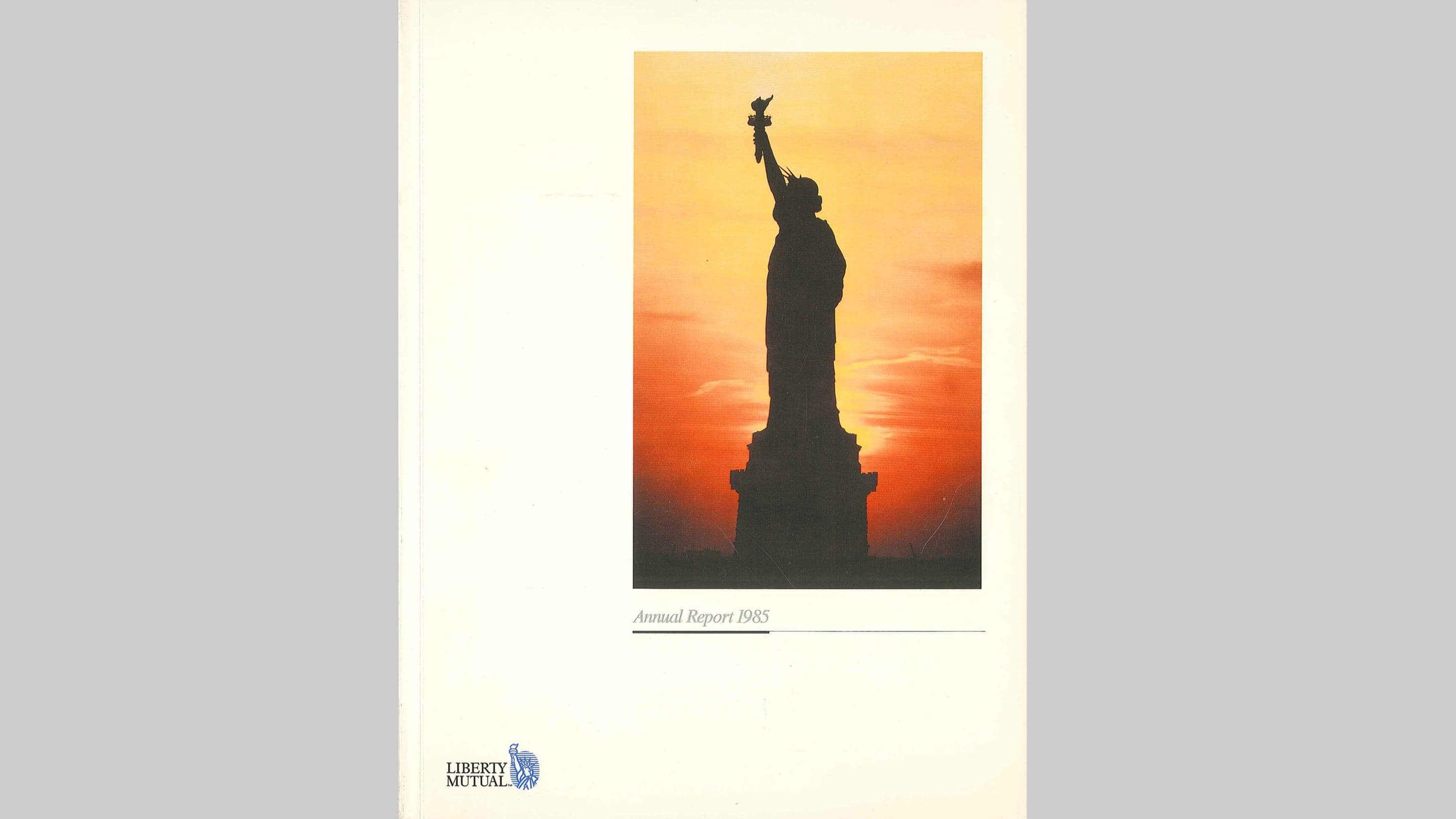 (slide 9 of 12) A 1985 annual report cover by Liberty Mutual Insurance .