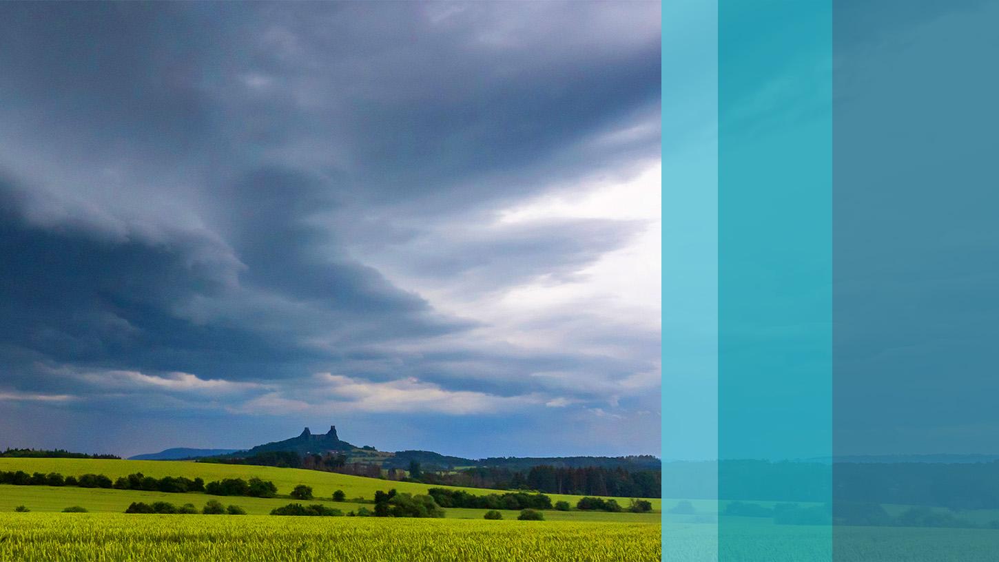 A open field on a cloudy day