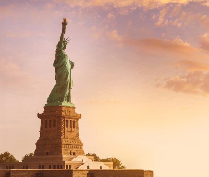 Statue of Liberty at sunset