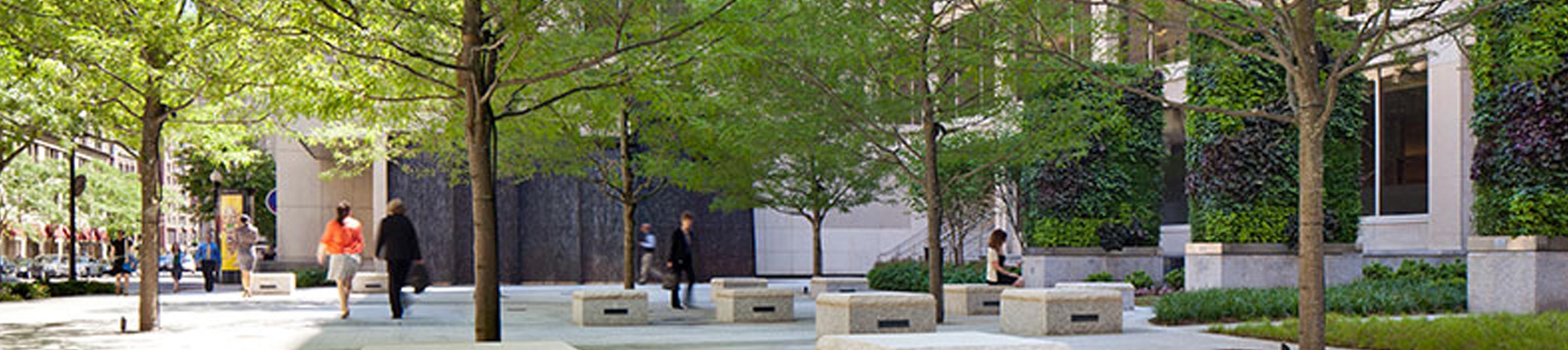 Outdoor view of Liberty Mutual Headquarters Atrium